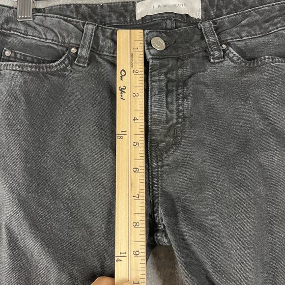 Iro Freddy Bootcut Jeans Womens 27 Black Raw Frayed Hem Low Rise Stretch - Picture 8 of 15